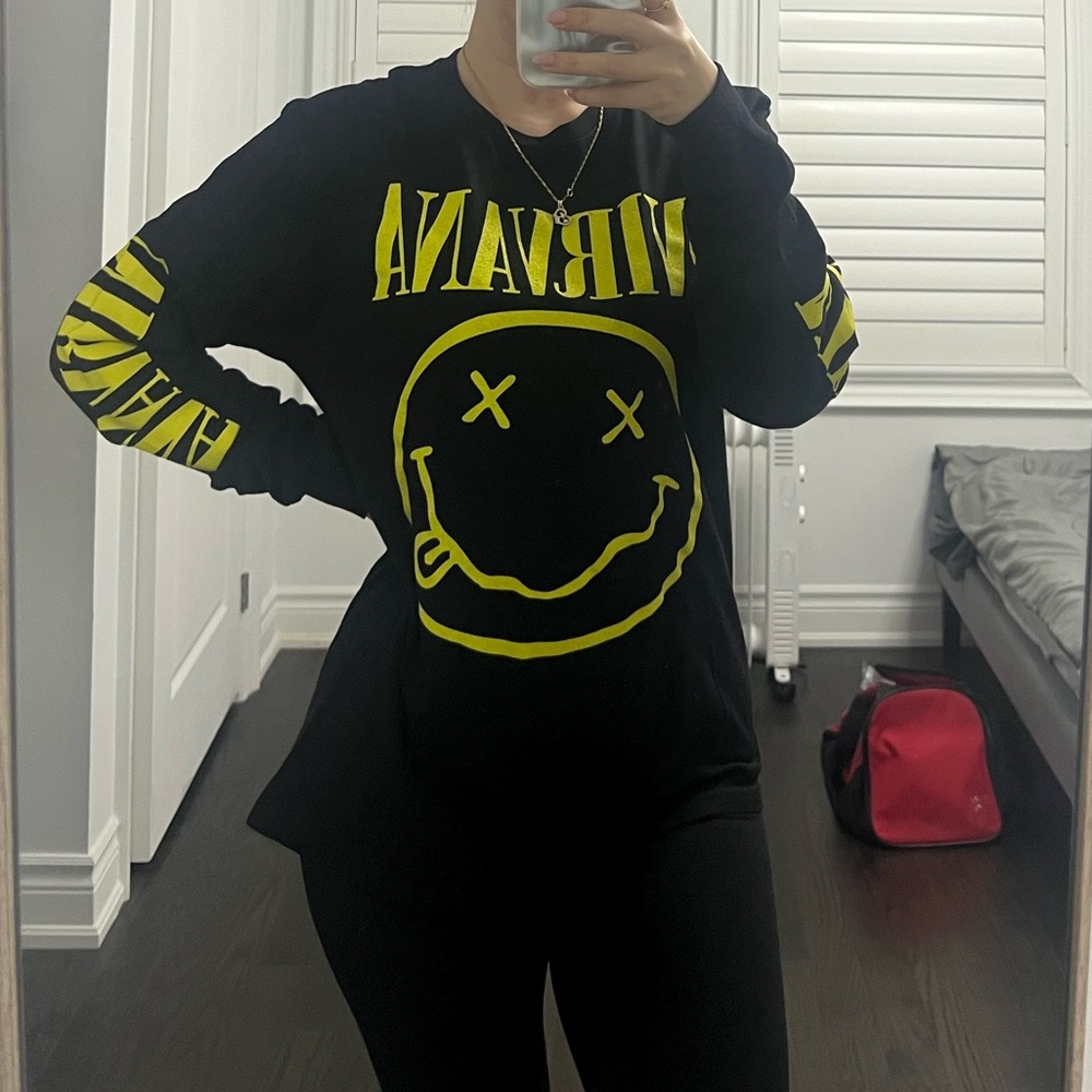 NIRVANA Black and Yellow Long Sleeve Tee